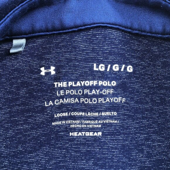 Under Armour Playoff Polo HeatGear Mens Shirt Large Loose Fit Blue Lightweight - Picture 3 of 10